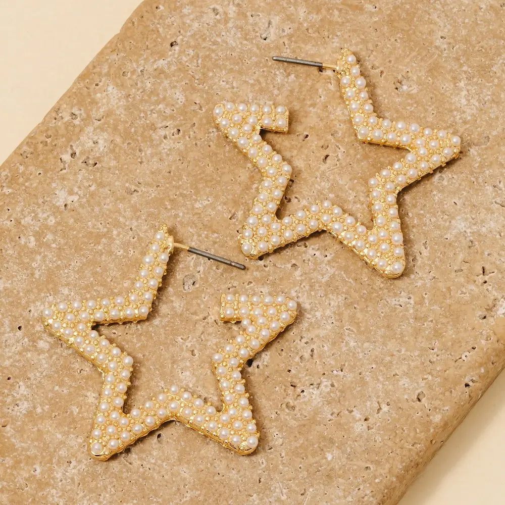 Pearl Star Hoop Earrings