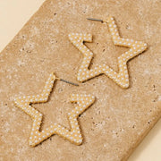 Pearl Star Hoop Earrings