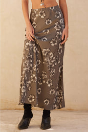 Autumn Bloom Satin Skirt