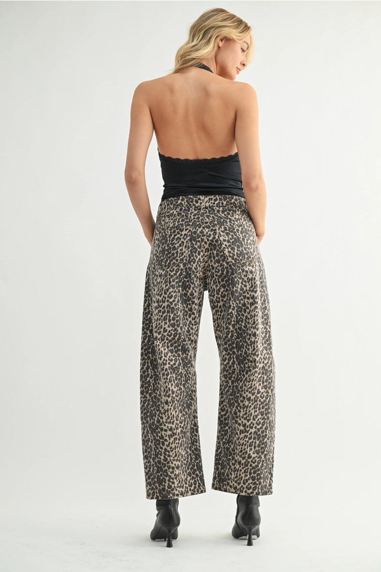 Leopard Barrel Jean
