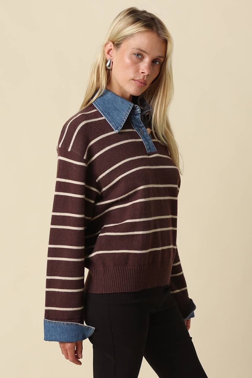 Remi Denim Polo Sweater