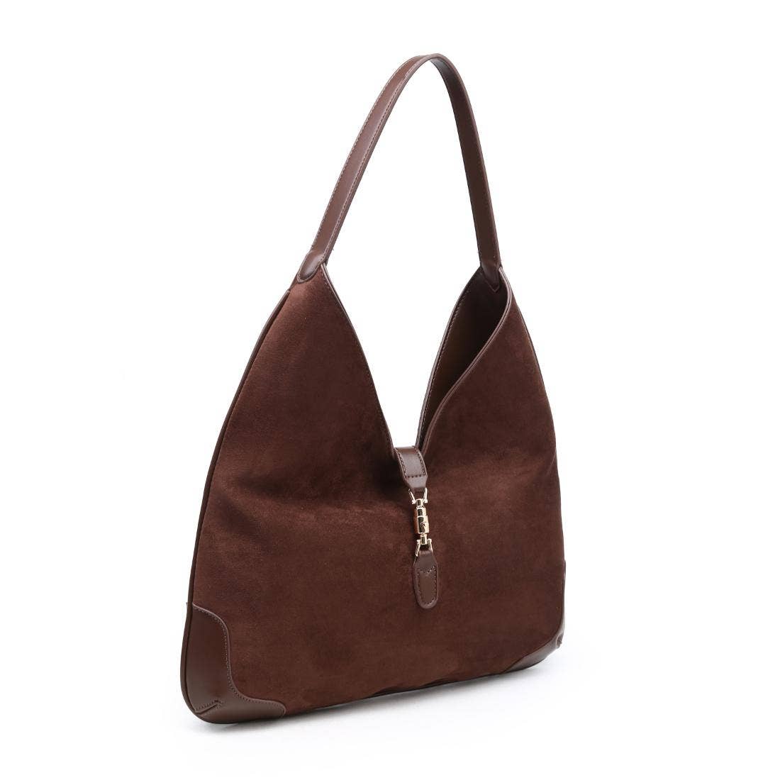 Chocolate Brown Suede Hobo Bag