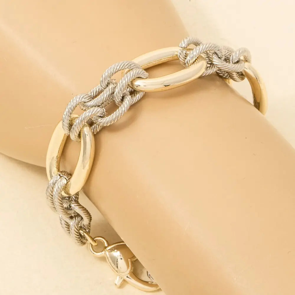 TWO Linked 18K Gold Plated Bracelet