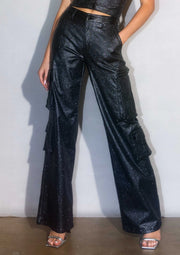 Midnight Rush Metallic Cargo Jeans