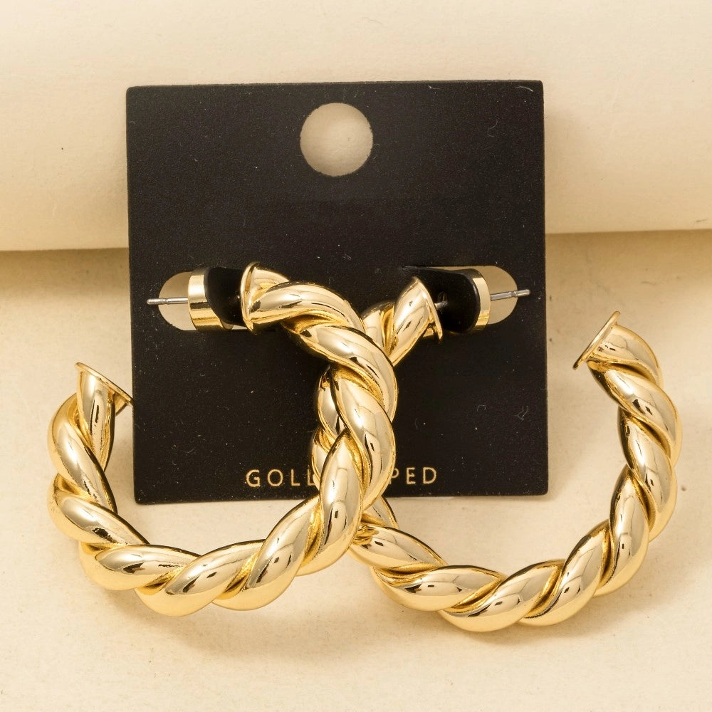 Gold Dipped Twist Hoop Earring