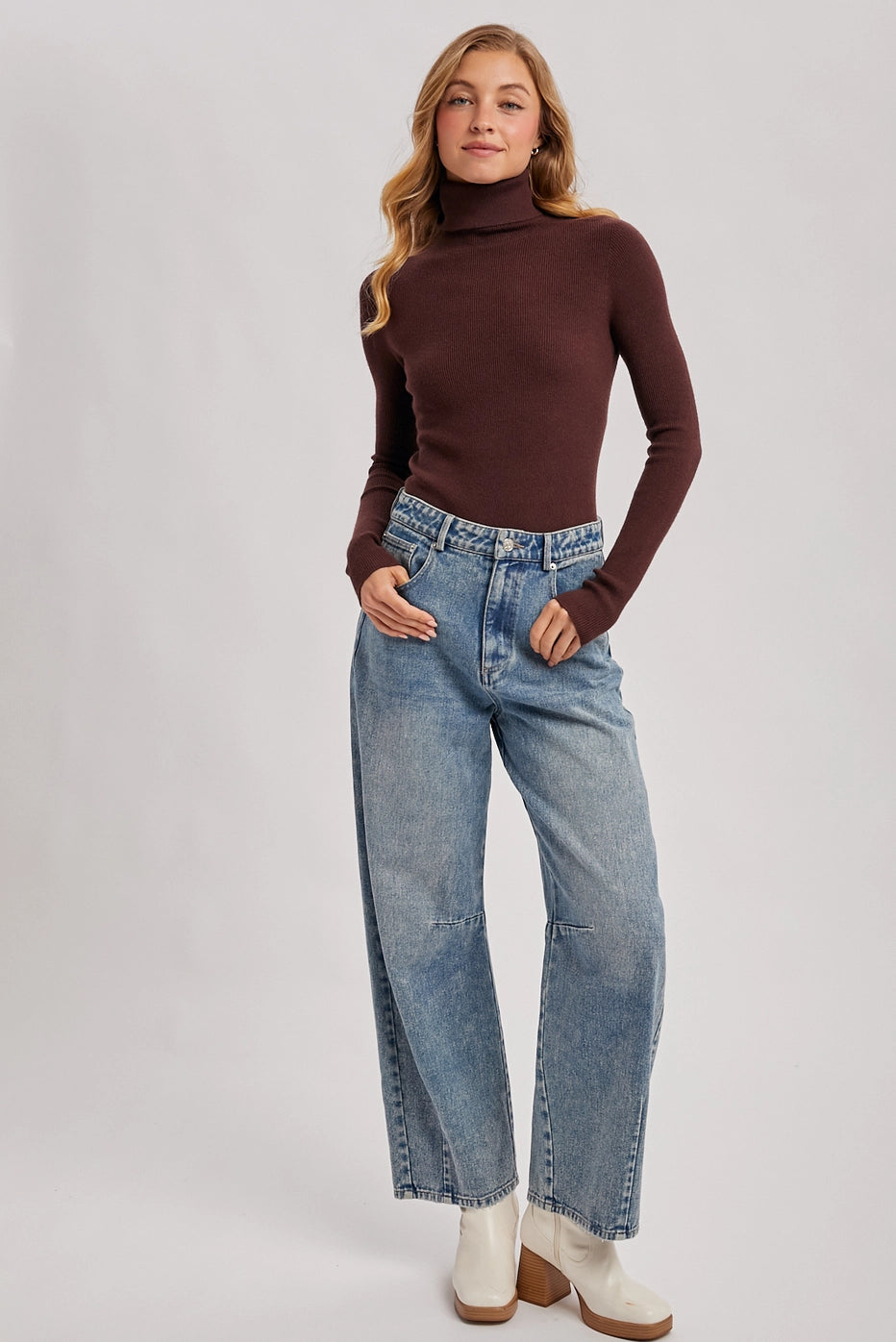 Second Skin Ribbed Turtleneck –Chocolate Brown