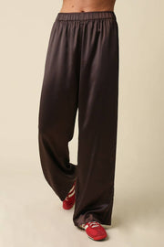 After Hours Satin Pants-Brown
