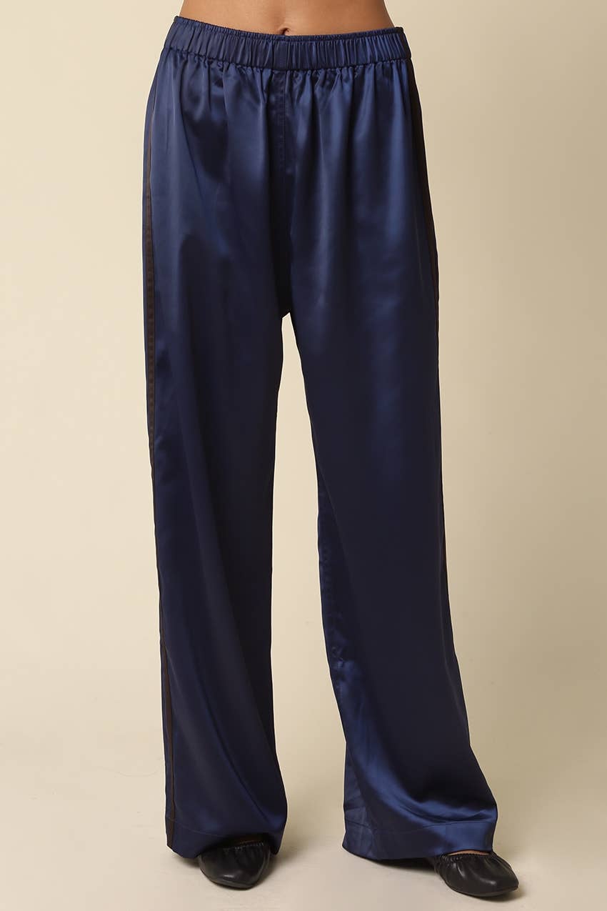 The After Hours Satin Pants-Navy