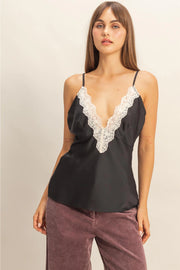 The After Hours Cami – Black Satin & Lace