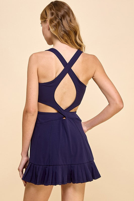 CRISS CROSS BACK NAVY DRESS