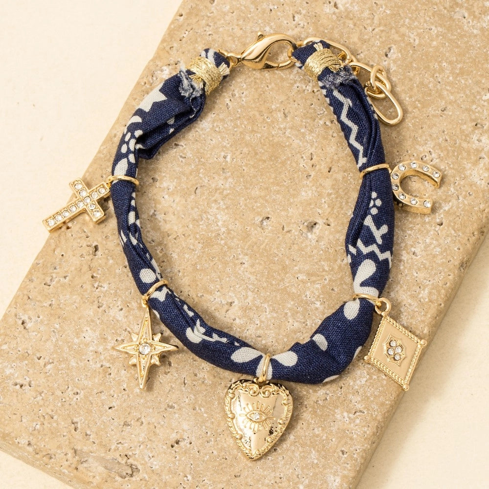 Navy Bandana Charm Bracelet