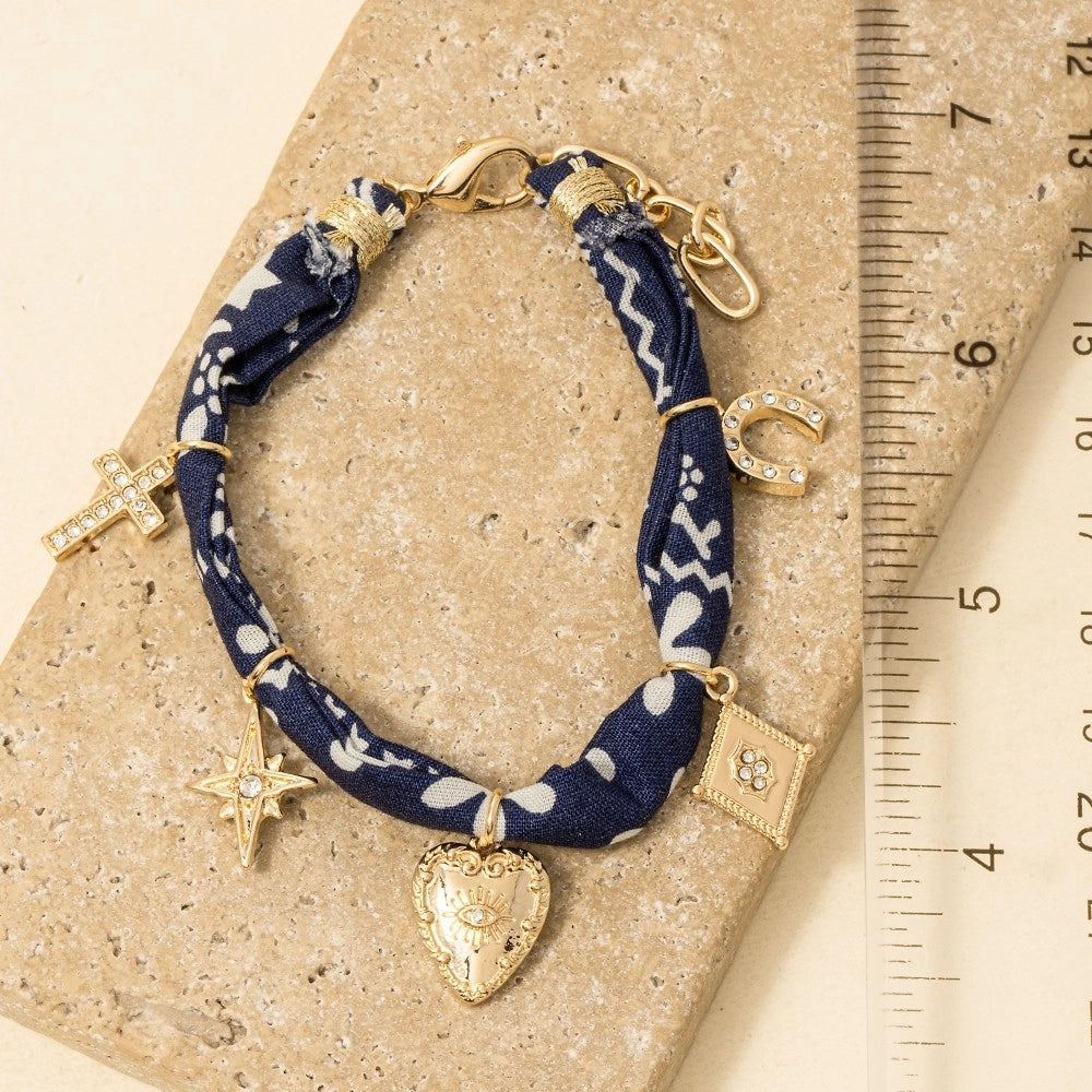 Navy Bandana Charm Bracelet