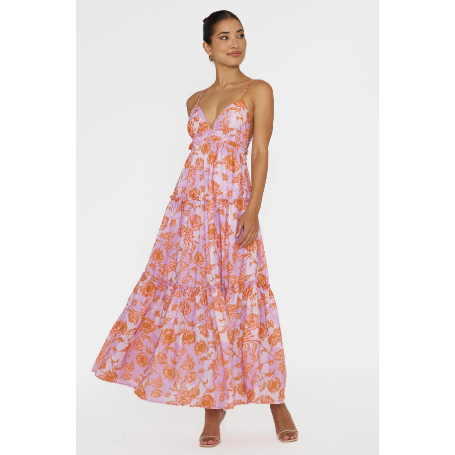 Sunset Bloom Tiered Dress
