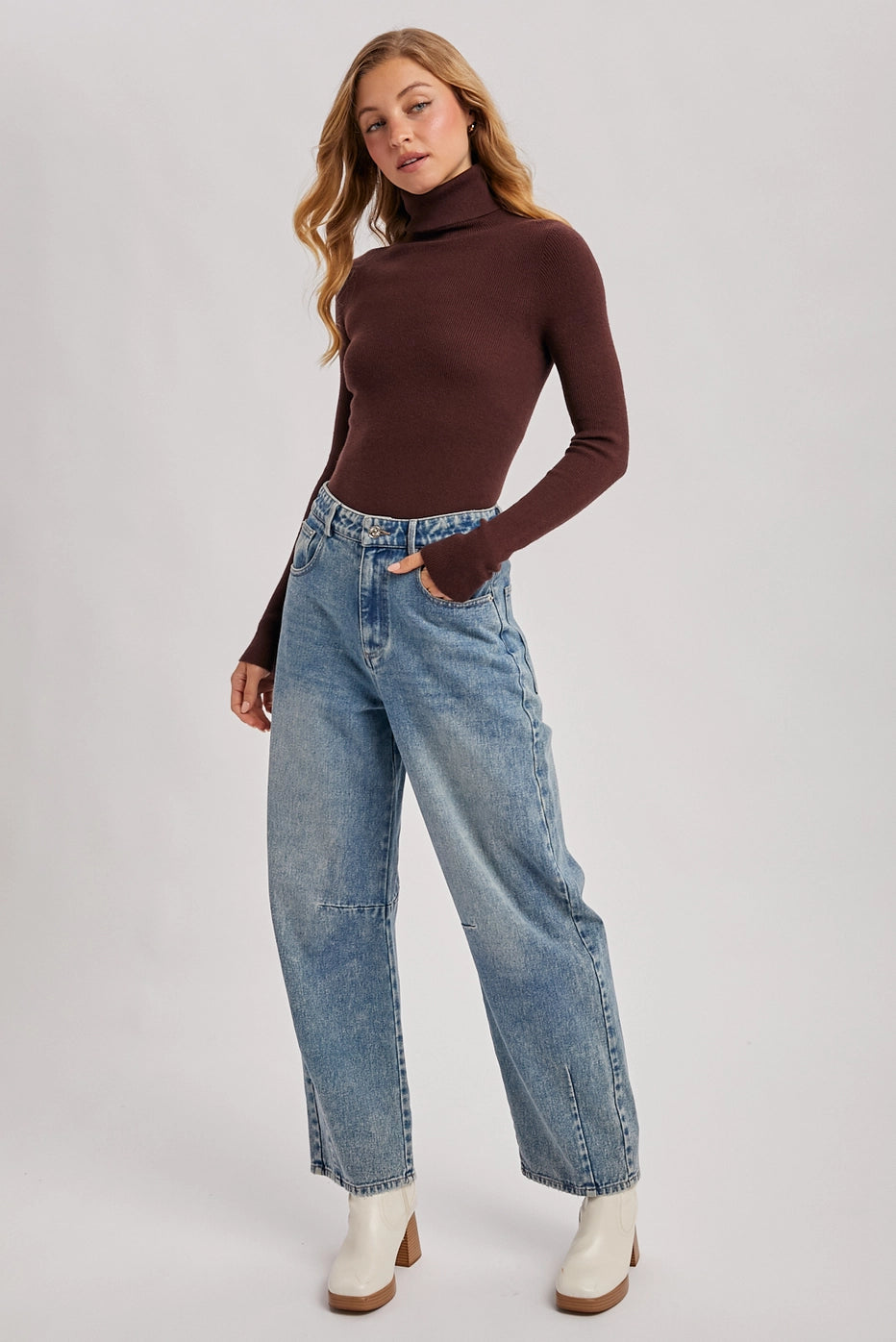 Second Skin Ribbed Turtleneck –Chocolate Brown