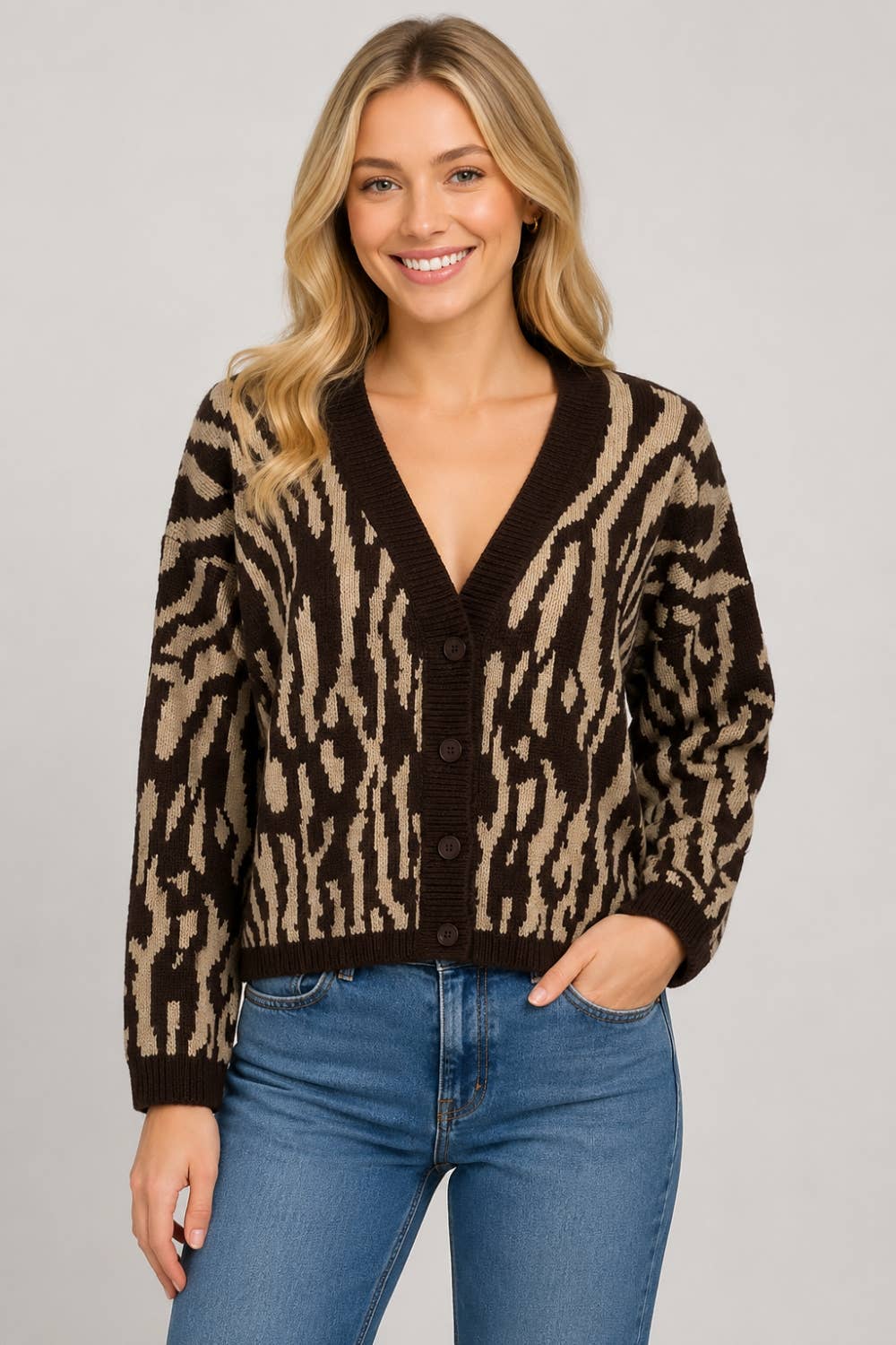 Brown Zebra Cardigan