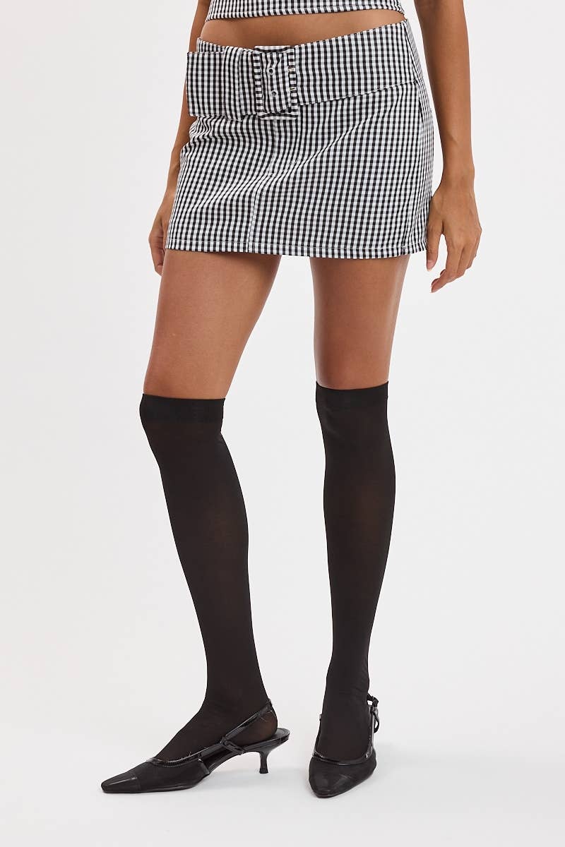 Blair Navy Gingham Mini Skort