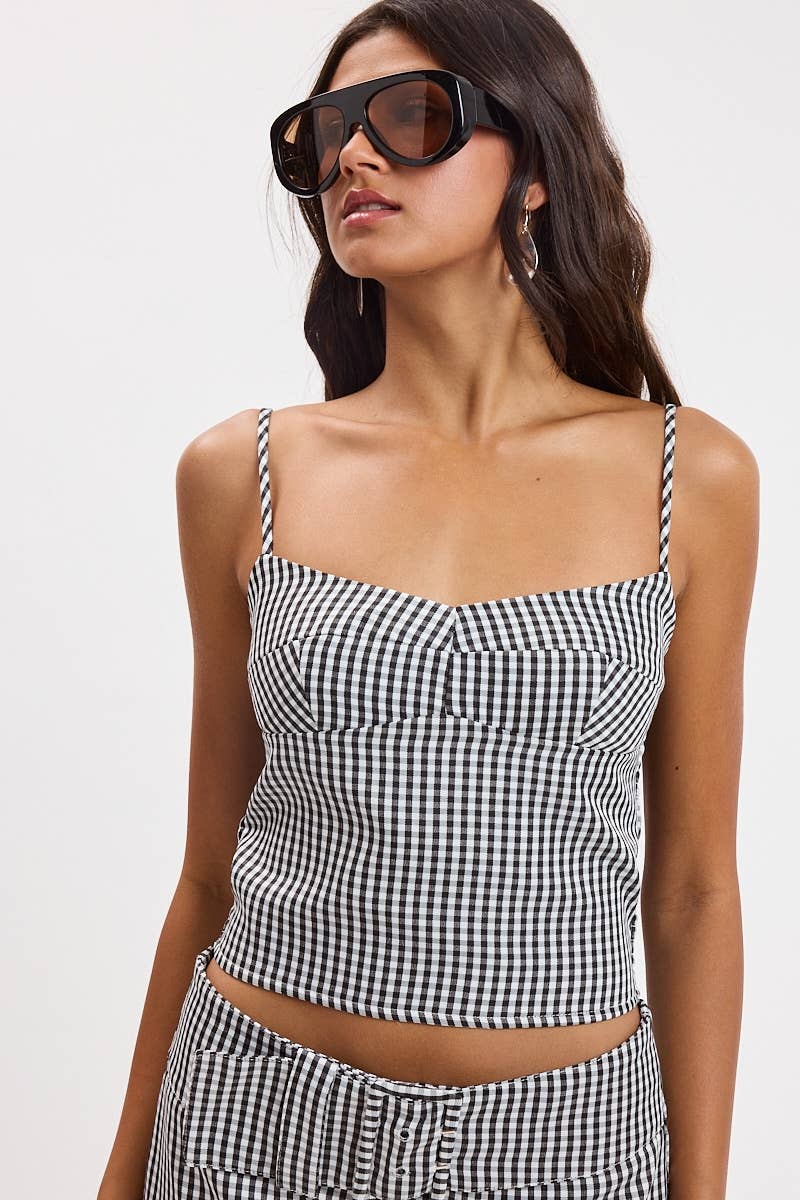 Blair Navy Gingham Top