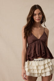 Mocha Muse Ruffle Babydoll Top