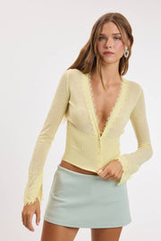 Lumi Lace-Trim Cardigan