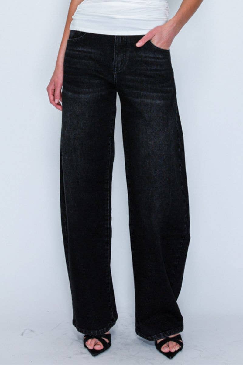 Emerson Wide Leg Jeans-Black