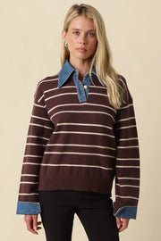 Remi Denim Polo Sweater