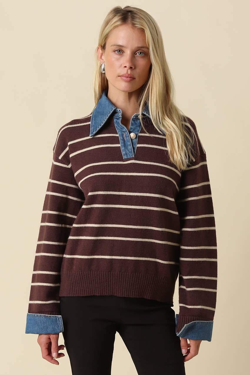 Remi Denim Polo Sweater