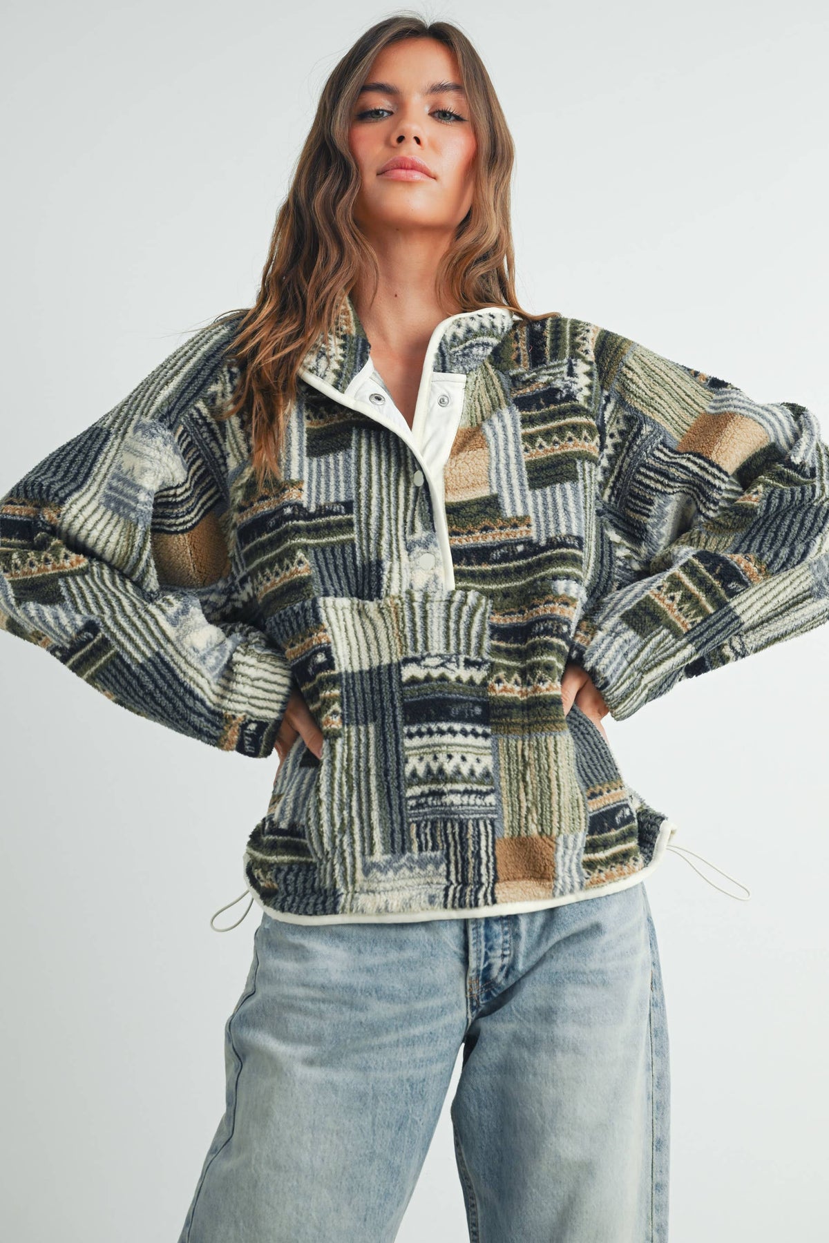 The Jackson Hole Patchwork Fleece Half Snap