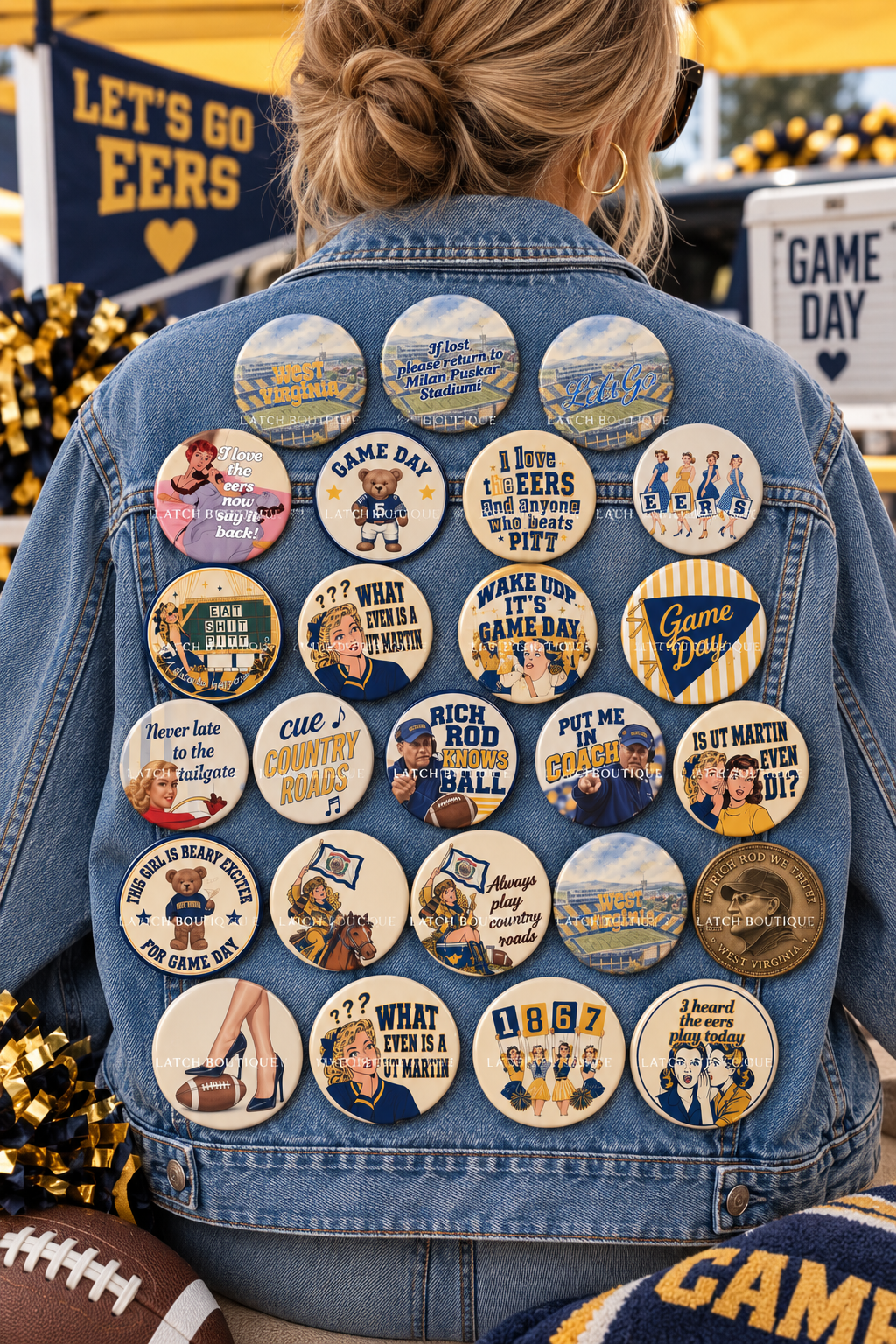 GAME DAY BUTTON PINS: 70+ STYLES