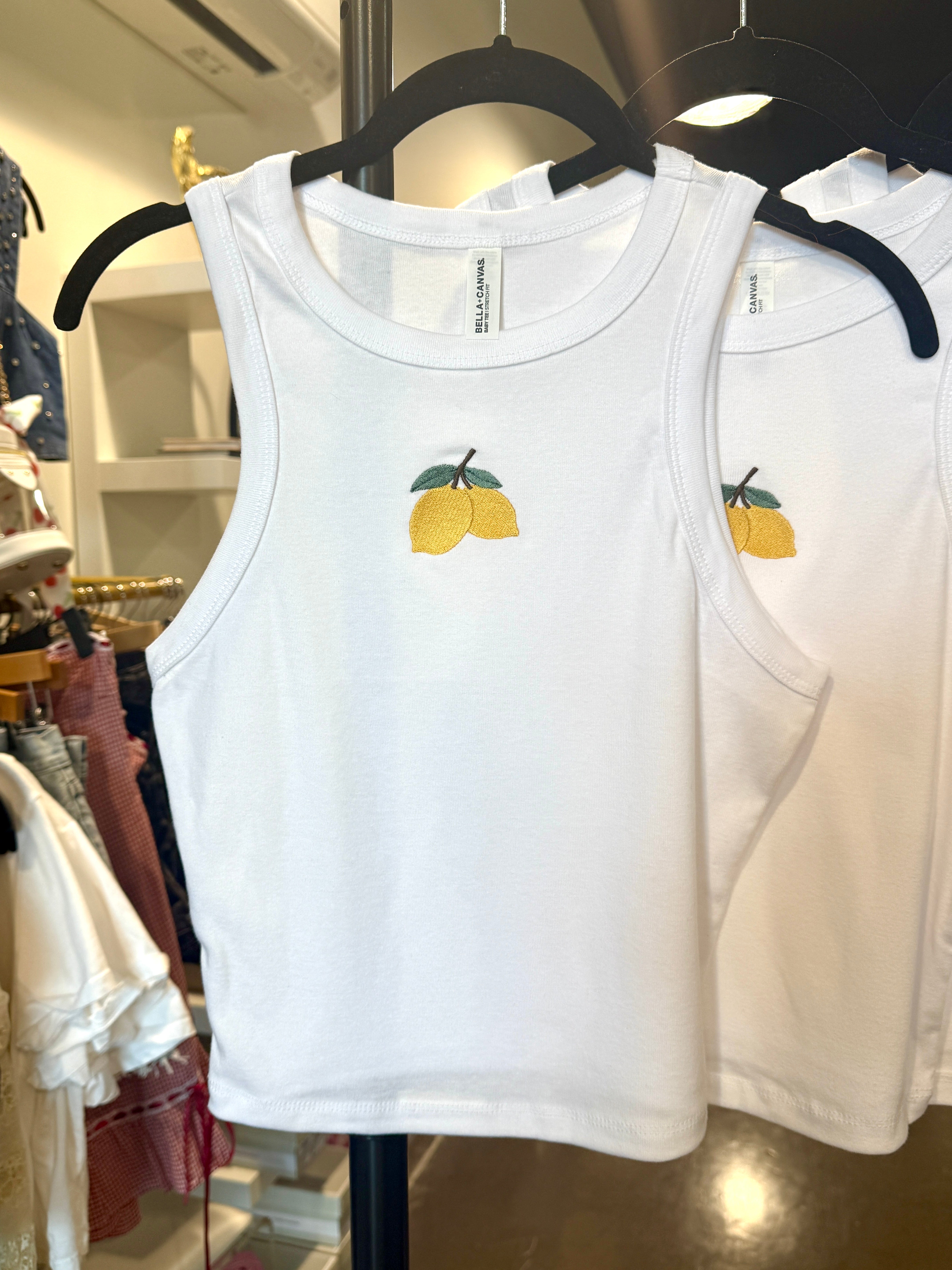 Embroidered Lemon Tank Top