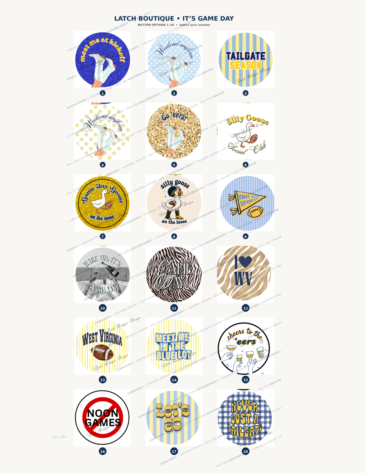 GAME DAY BUTTON PINS: 70+ STYLES