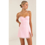 Corset Ruffle Dress in Pink