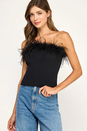 Luxe Feather Tube Top