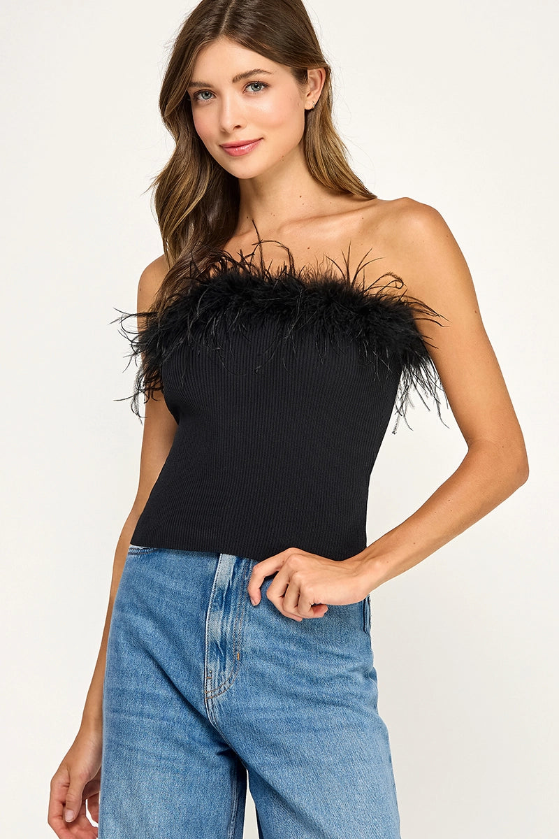 Luxe Feather Tube Top