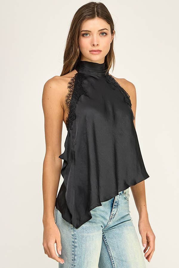 Onyx Lace Halter Top