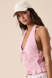 Blush Bow Halter Top