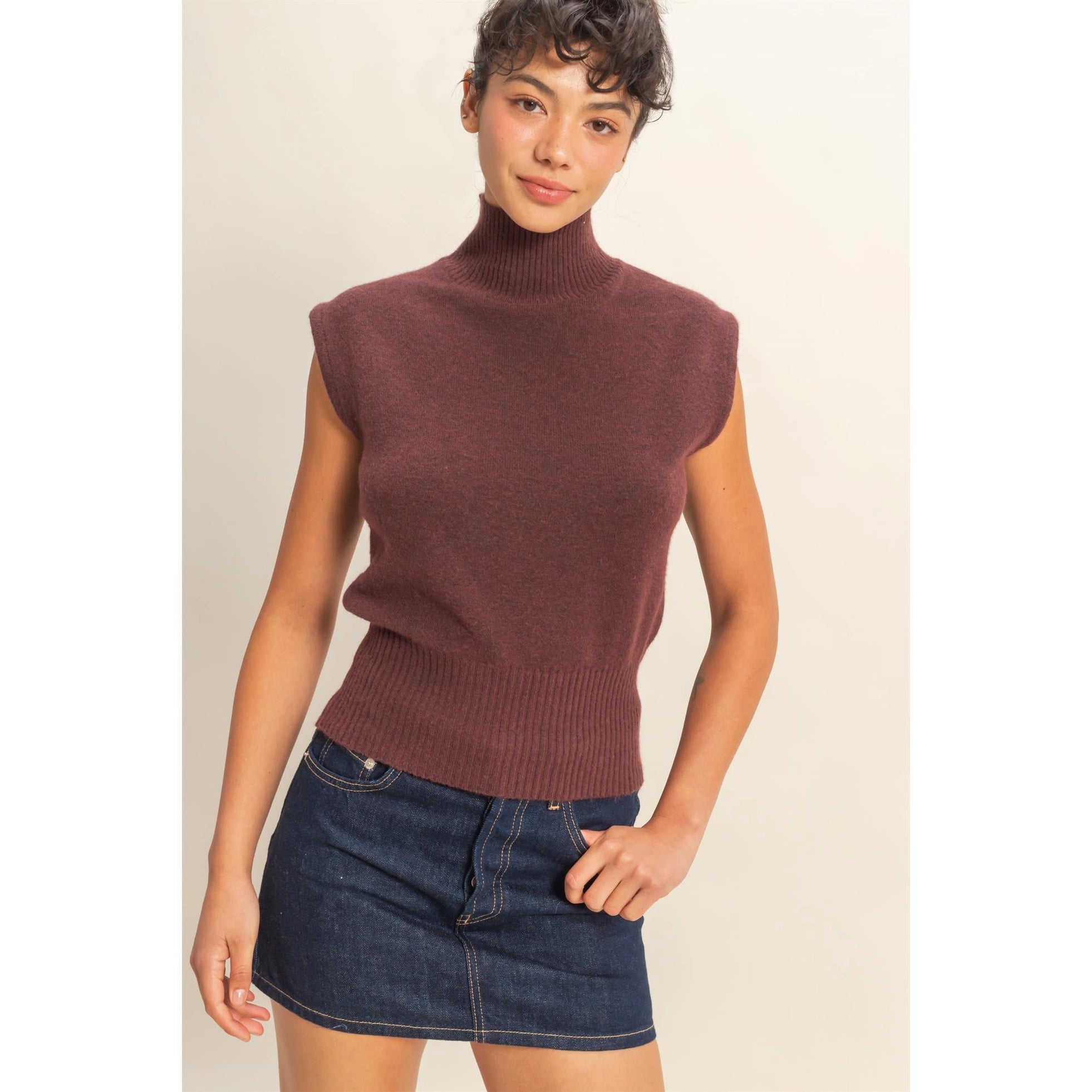 Arden Sweater Tank - Cherry Mocha