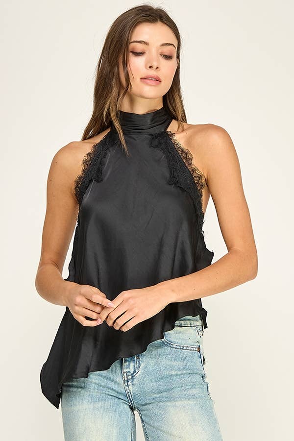 Onyx Lace Halter Top