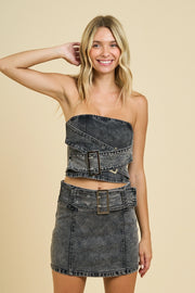 Cross Buckle Mini Skirt