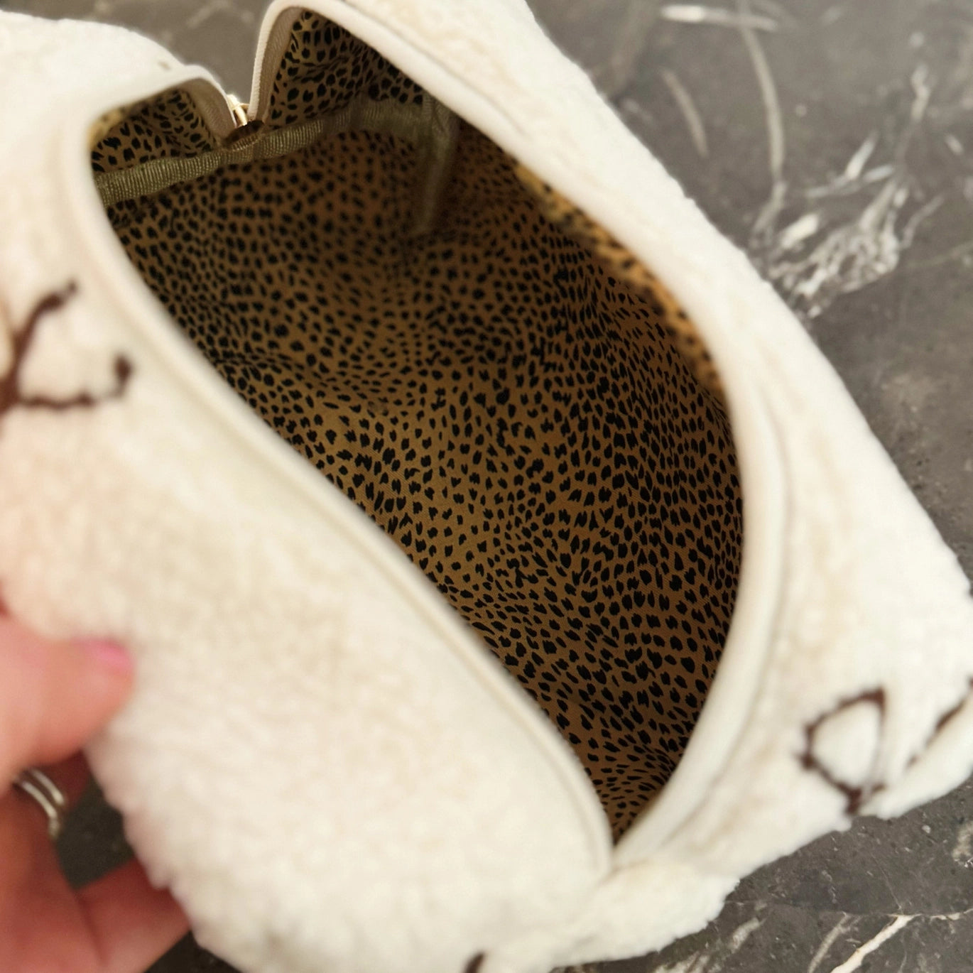 Cosmetics Bag with Leopard Lining