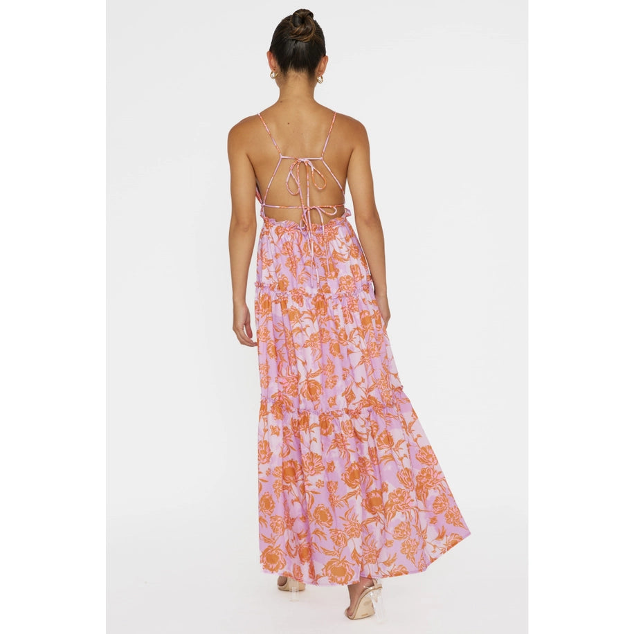 Sunset Bloom Tiered Dress