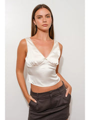 IVORY ROSE SATIN TOP