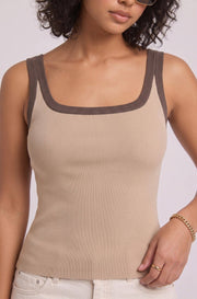 Remi Contrast Sweater Tank - Beige