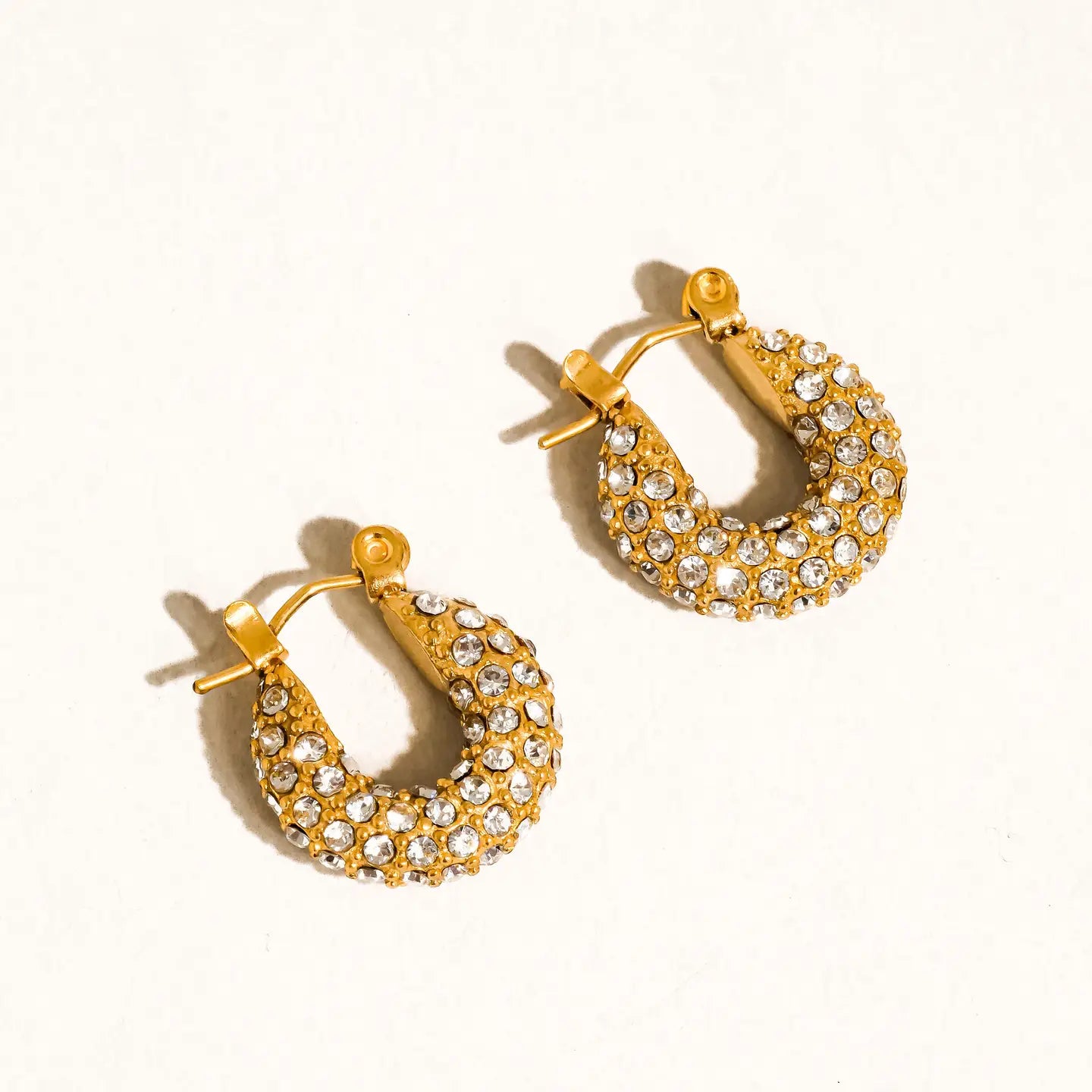 18KGF Aurora Rhinestone C-Hoop Earrings