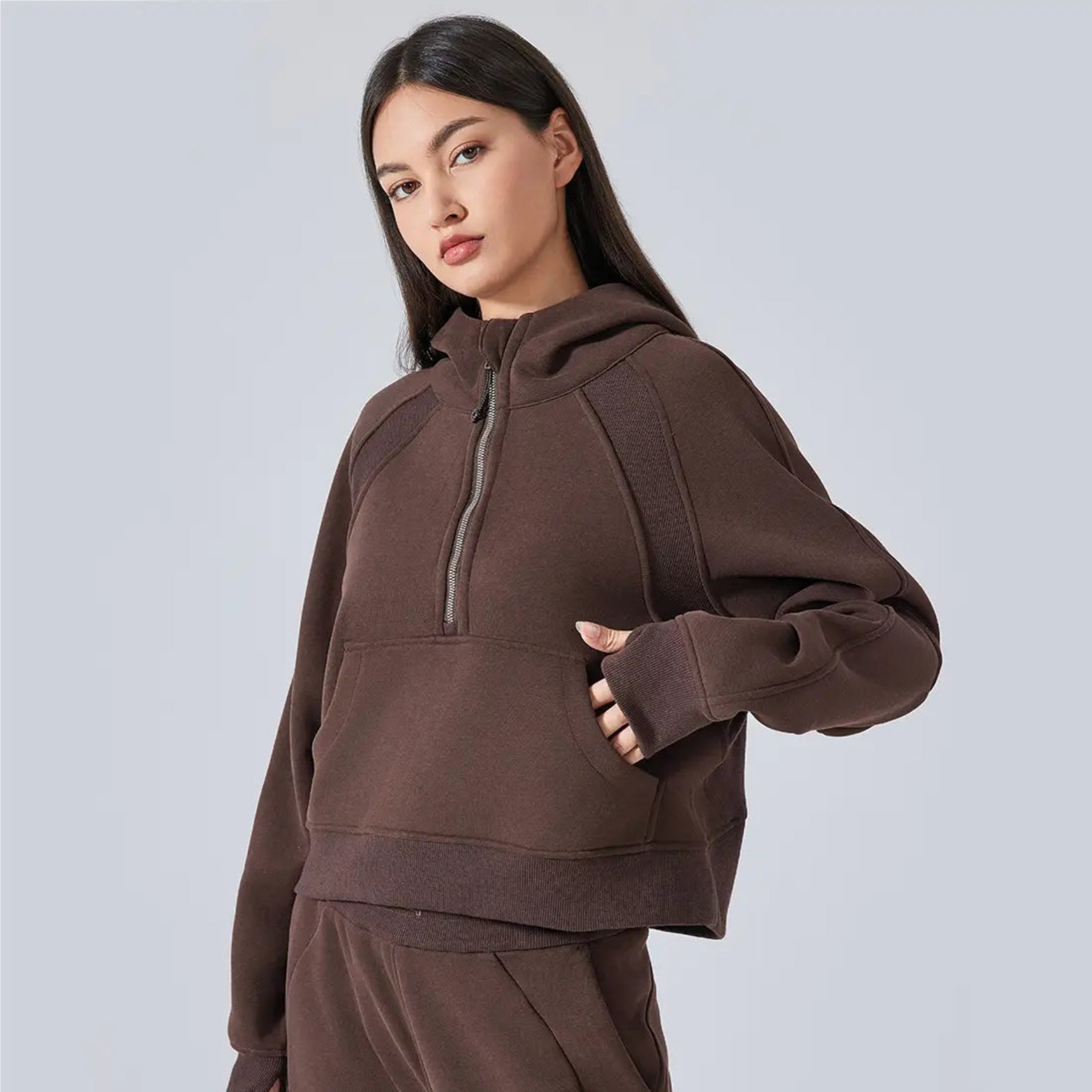 Cozy Cocoa Half-Zip Hoodie