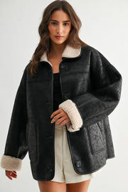 Reversible Sherpa-Lined Faux Leather Jacket