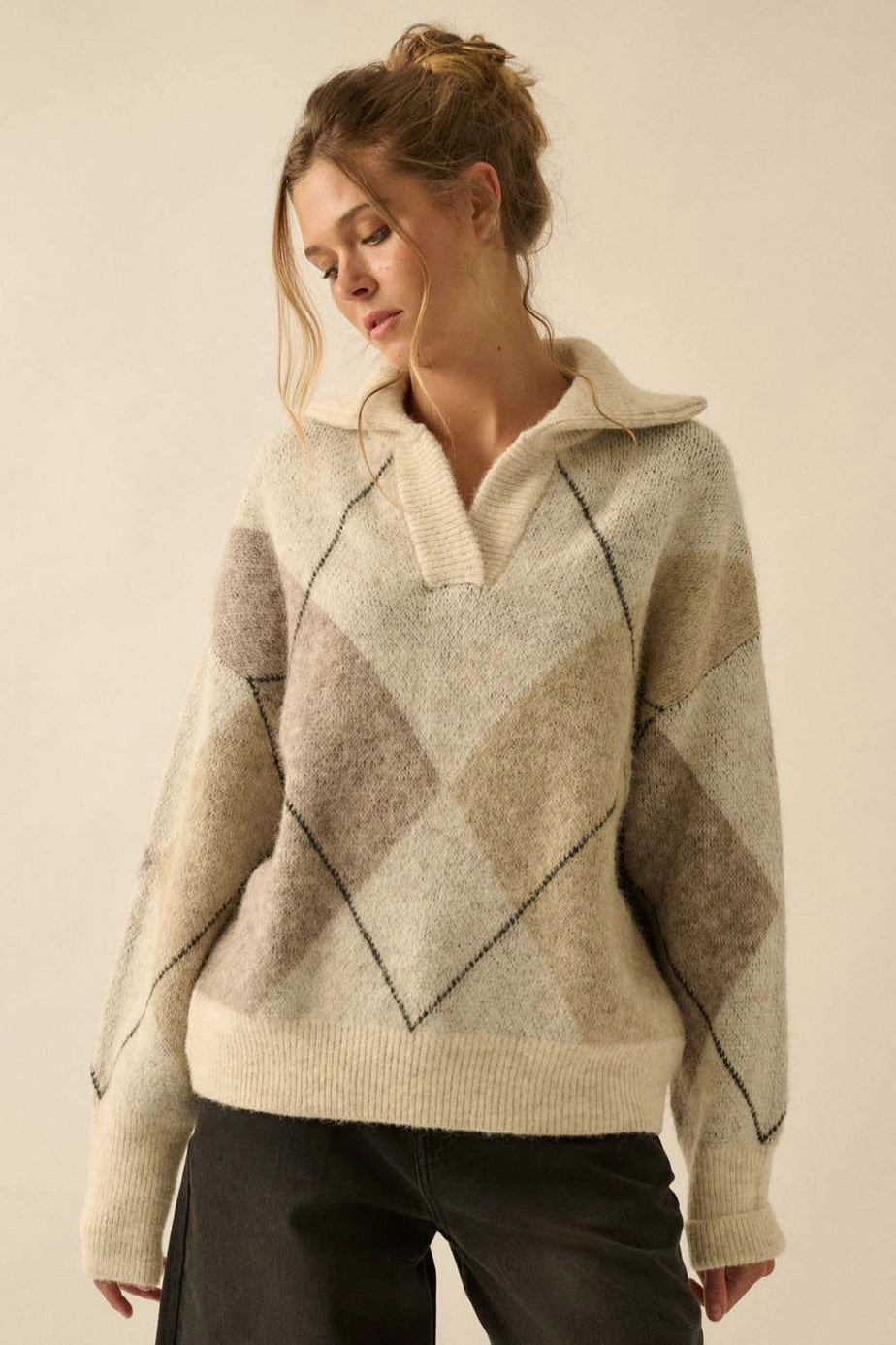 Harvest Hearth Argyle Sweater