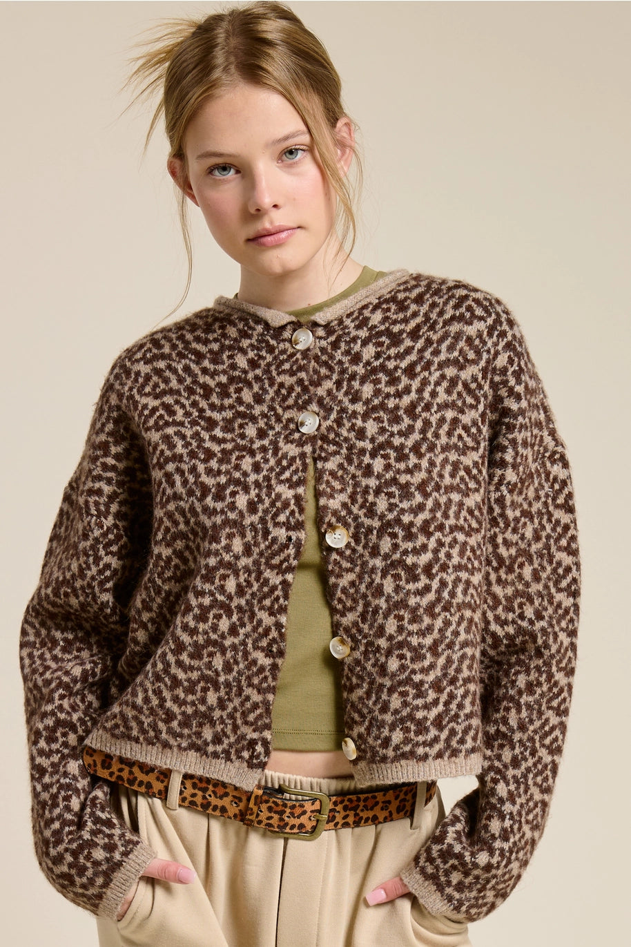 Savannah Chic Cheetah Print Knit Cardigan