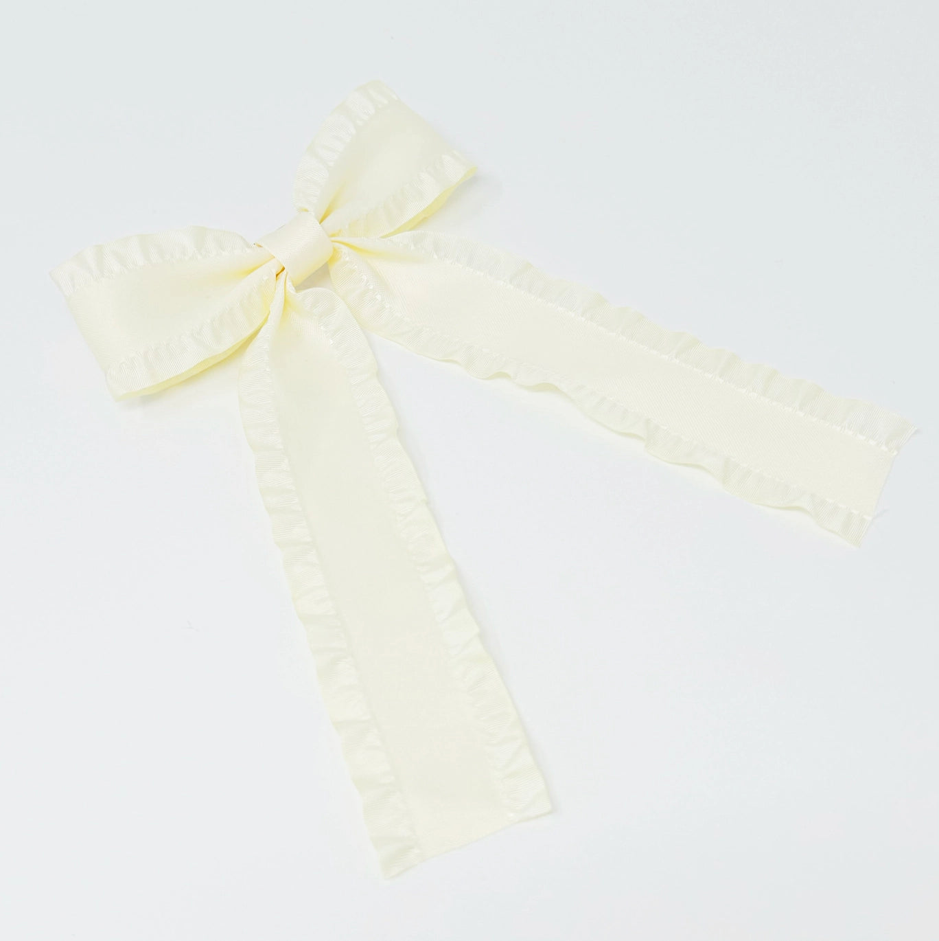 Cream Satin Hair Bow Clip
