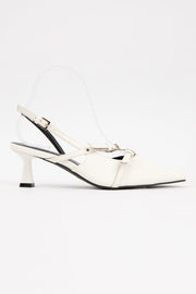 Multi Strap Kitten Heel in WHITE