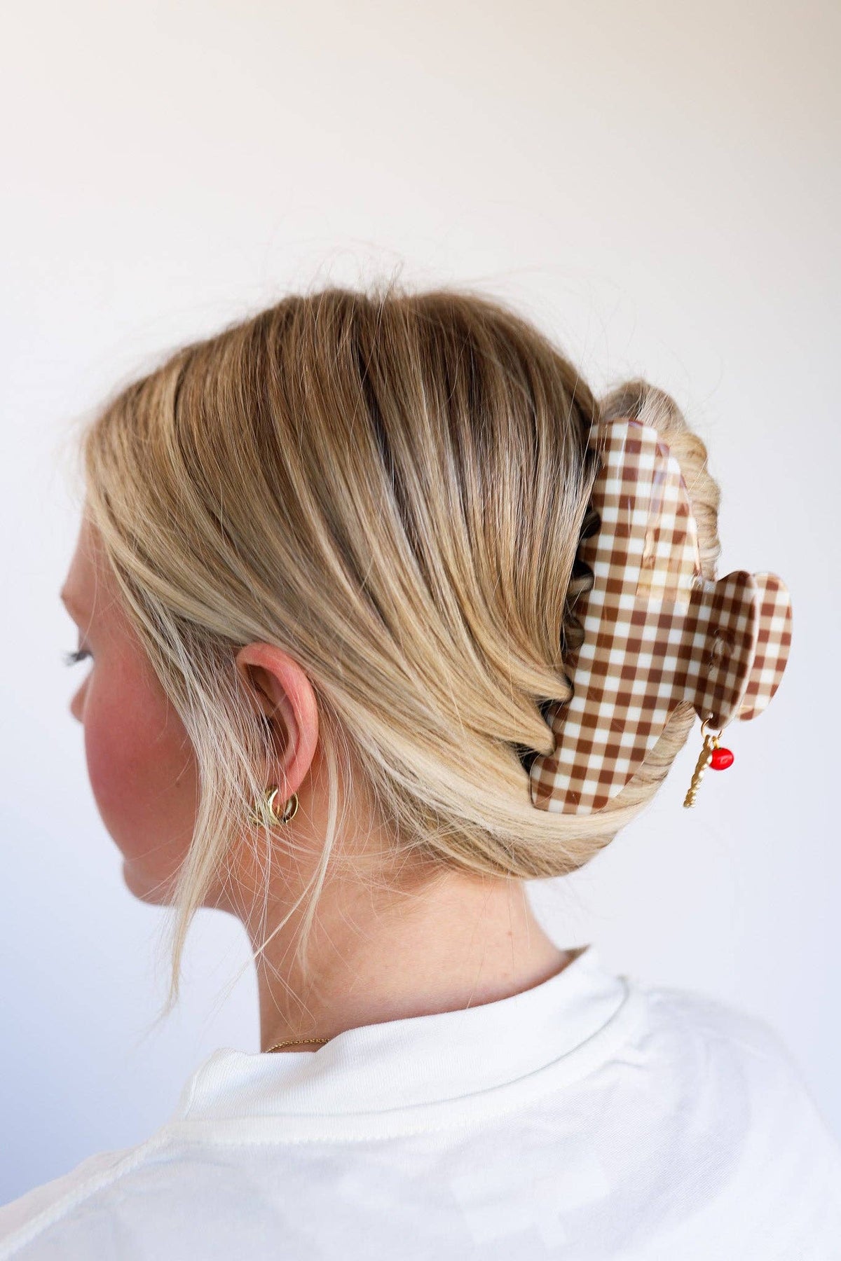 Brown Gingham Charmed Claw Clip